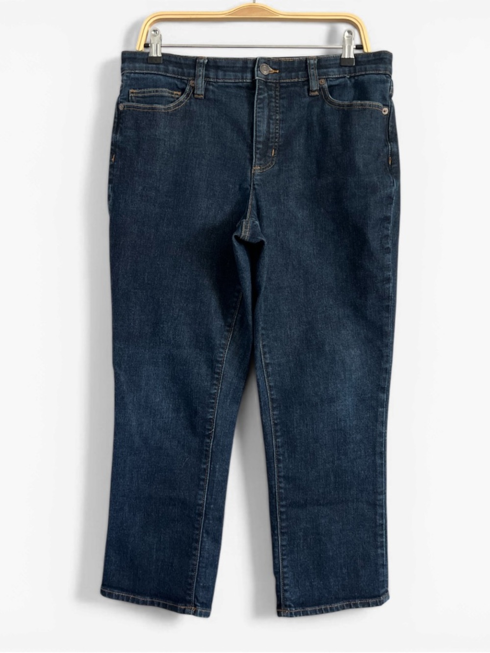 Lands' End Petite Dark Denim High-Waisted Straight Jeans 12P
